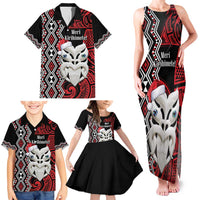 Personalised New Zealand Christmas Family Matching Tank Maxi Dress and Hawaiian Shirt Meri Kirihimete Maori Wheku - Taniko Art LT14 - Polynesian Pride