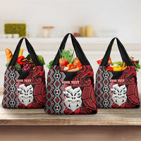 Personalised New Zealand Christmas Grocery Bag Meri Kirihimete Maori Wheku - Taniko Art LT14 3-pack One Size Black - Polynesian Pride