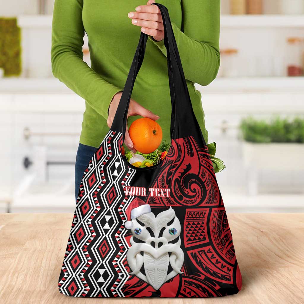 Personalised New Zealand Christmas Grocery Bag Meri Kirihimete Maori Wheku - Taniko Art LT14 - Polynesian Pride
