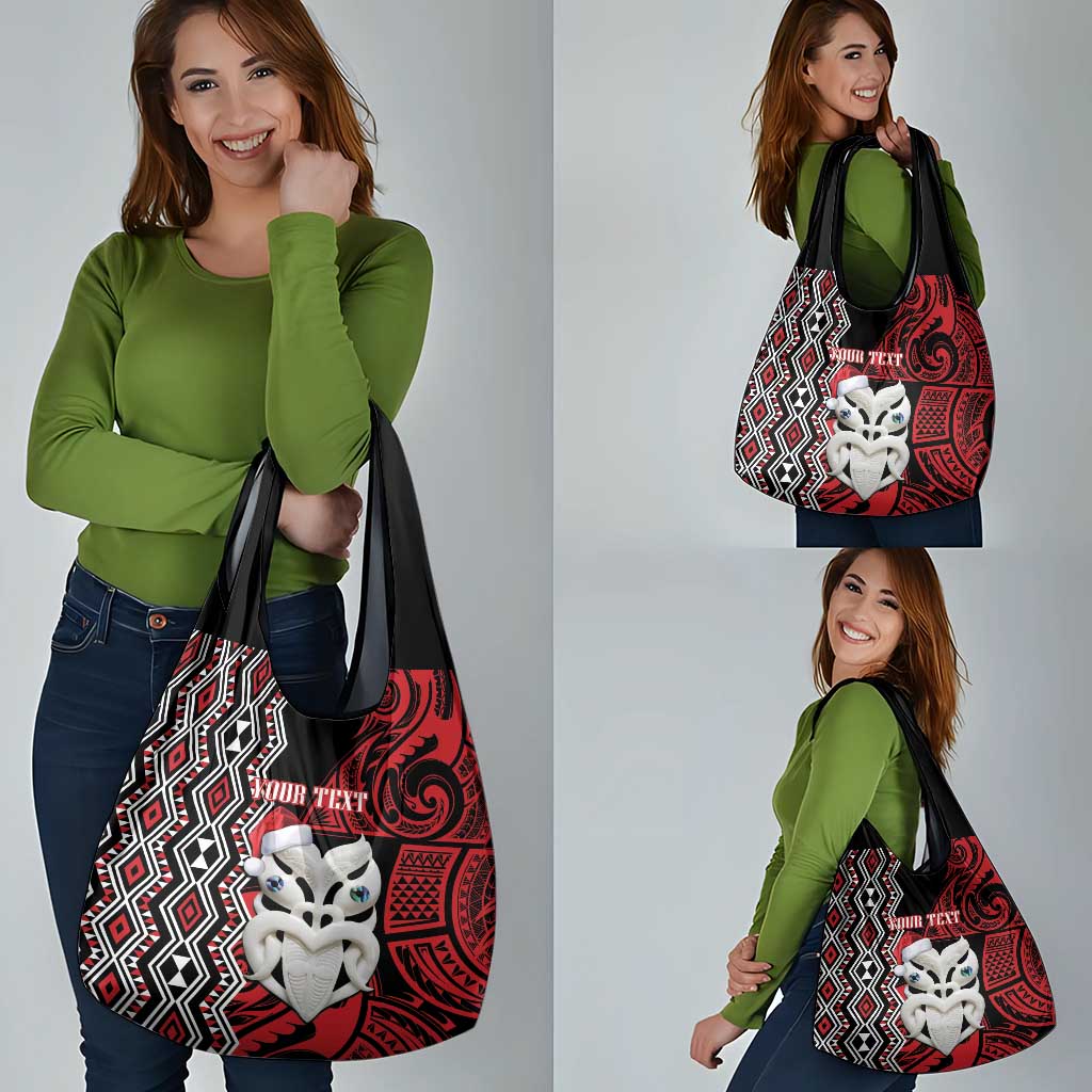 Personalised New Zealand Christmas Grocery Bag Meri Kirihimete Maori Wheku - Taniko Art LT14 - Polynesian Pride