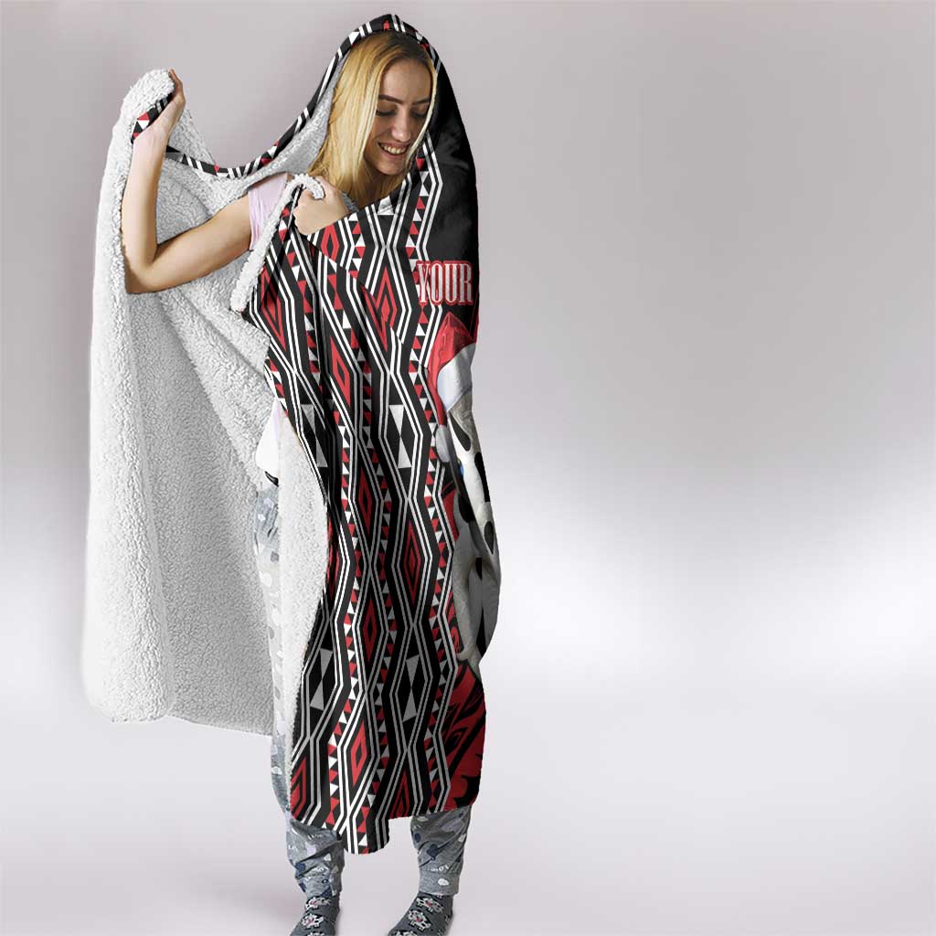 Personalised New Zealand Christmas Hooded Blanket Meri Kirihimete Maori Wheku - Taniko Art LT14 - Polynesian Pride