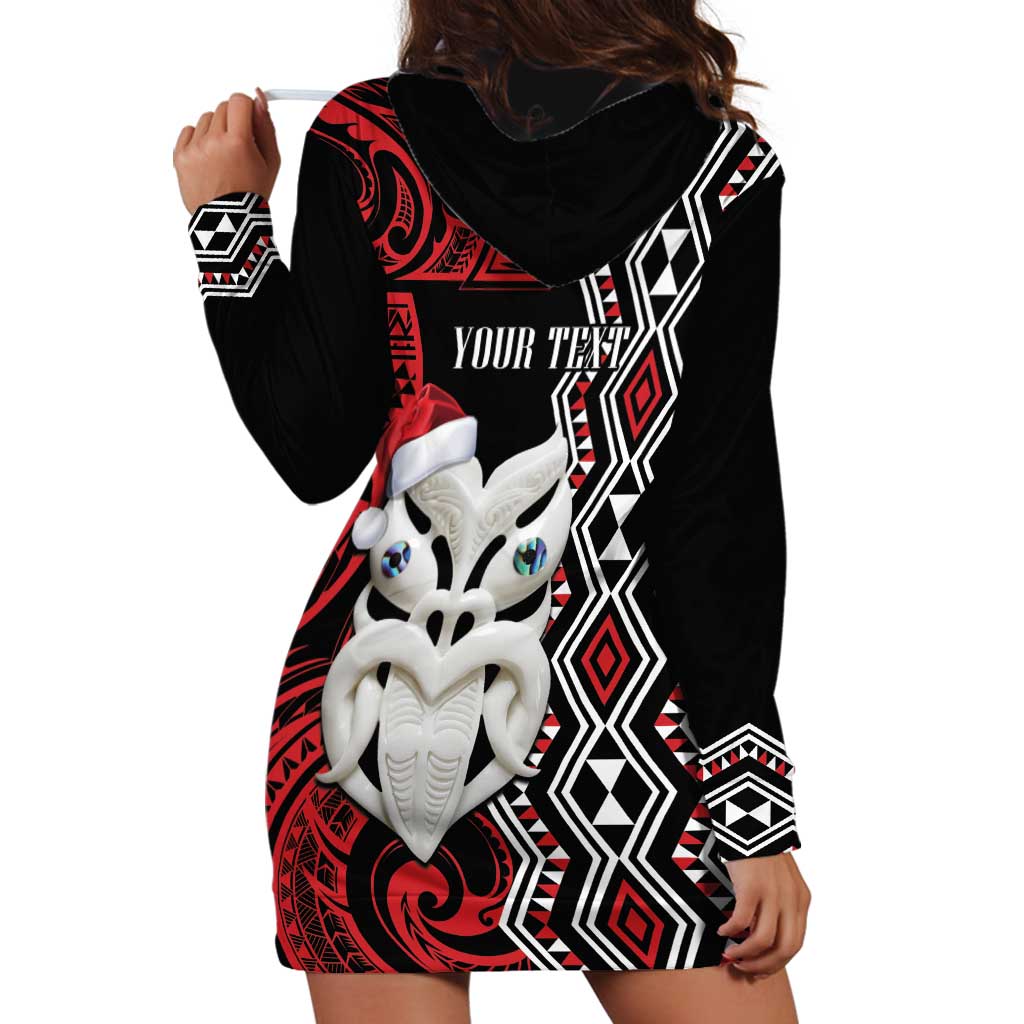 Personalised New Zealand Christmas Hoodie Dress Meri Kirihimete Maori Wheku - Taniko Art LT14 - Polynesian Pride