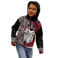 Personalised New Zealand Christmas Kid Hoodie Meri Kirihimete Maori Wheku - Taniko Art LT14 - Polynesian Pride