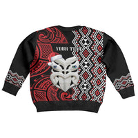Personalised New Zealand Christmas Kid Ugly Christmas Sweater Meri Kirihimete Maori Wheku - Taniko Art LT14 - Polynesian Pride