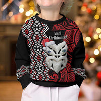 Personalised New Zealand Christmas Kid Ugly Christmas Sweater Meri Kirihimete Maori Wheku - Taniko Art LT14 - Polynesian Pride