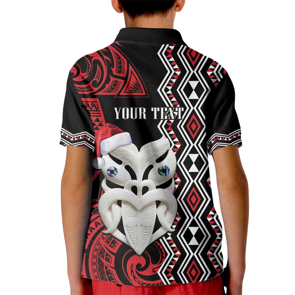 Personalised New Zealand Christmas Kid Polo Shirt Meri Kirihimete Maori Wheku - Taniko Art LT14 - Polynesian Pride