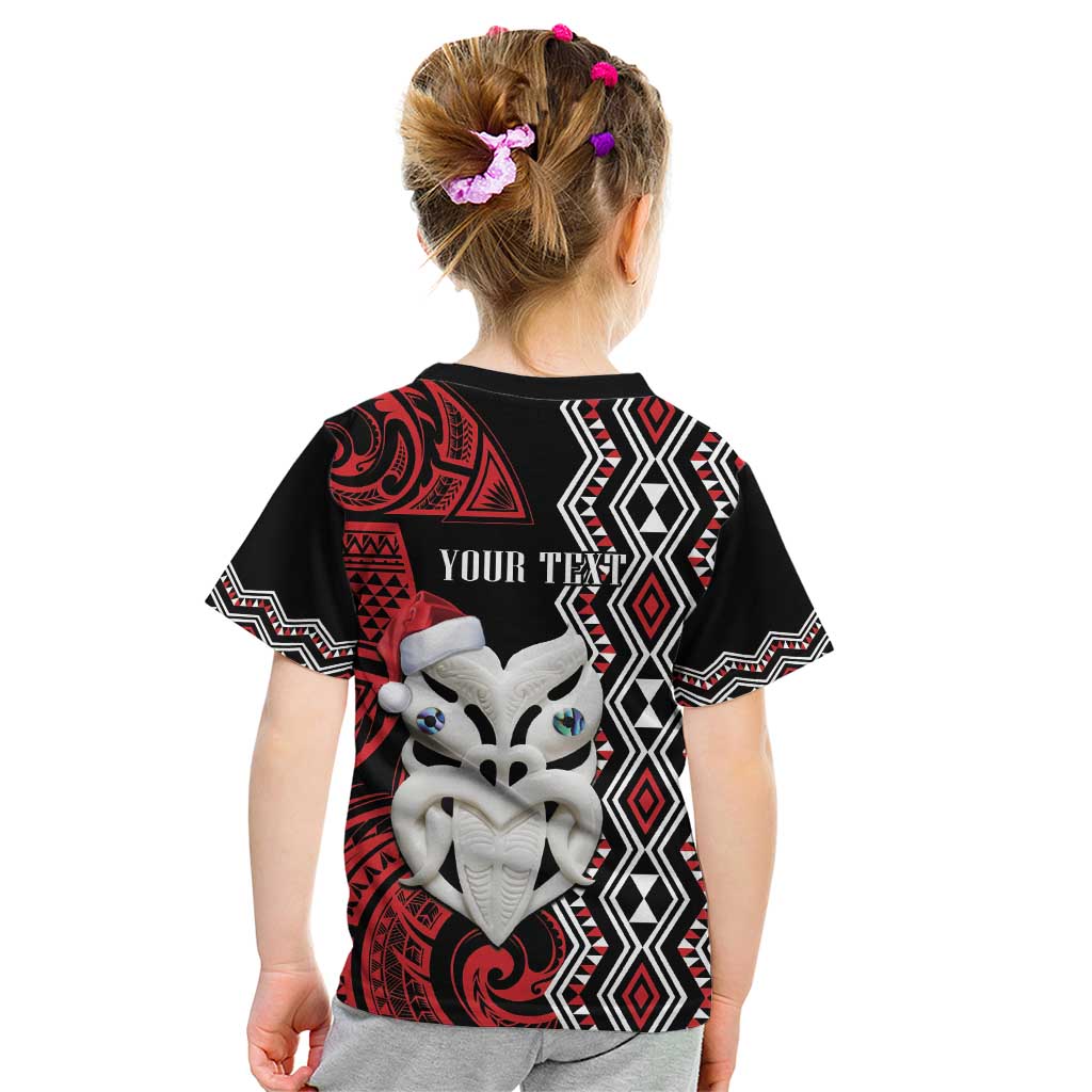 Personalised New Zealand Christmas Kid T Shirt Meri Kirihimete Maori Wheku - Taniko Art LT14 - Polynesian Pride