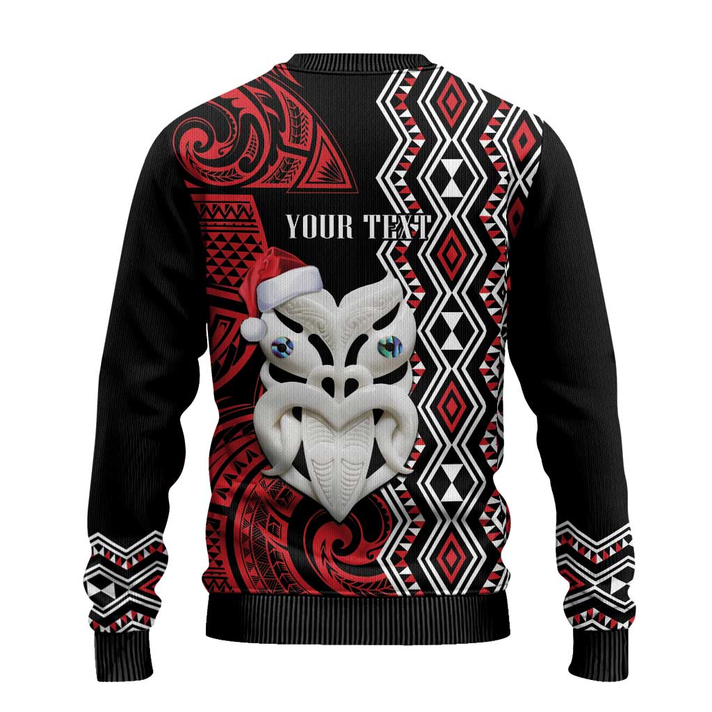 Personalised New Zealand Christmas Ugly Christmas Sweater Meri Kirihimete Maori Wheku - Taniko Art LT14 - Polynesian Pride