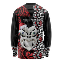 Personalised New Zealand Christmas Long Sleeve Shirt Meri Kirihimete Maori Wheku - Taniko Art LT14 - Polynesian Pride