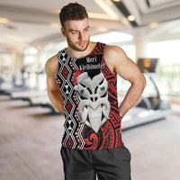 Personalised New Zealand Christmas Men Tank Top Meri Kirihimete Maori Wheku - Taniko Art LT14 Black - Polynesian Pride