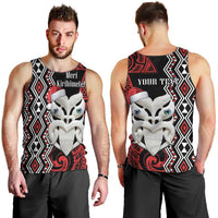 Personalised New Zealand Christmas Men Tank Top Meri Kirihimete Maori Wheku - Taniko Art LT14 - Polynesian Pride