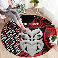 Personalised New Zealand Christmas Round Carpet Meri Kirihimete Maori Wheku - Taniko Art LT14 - Polynesian Pride
