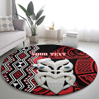 Personalised New Zealand Christmas Round Carpet Meri Kirihimete Maori Wheku - Taniko Art LT14 - Polynesian Pride