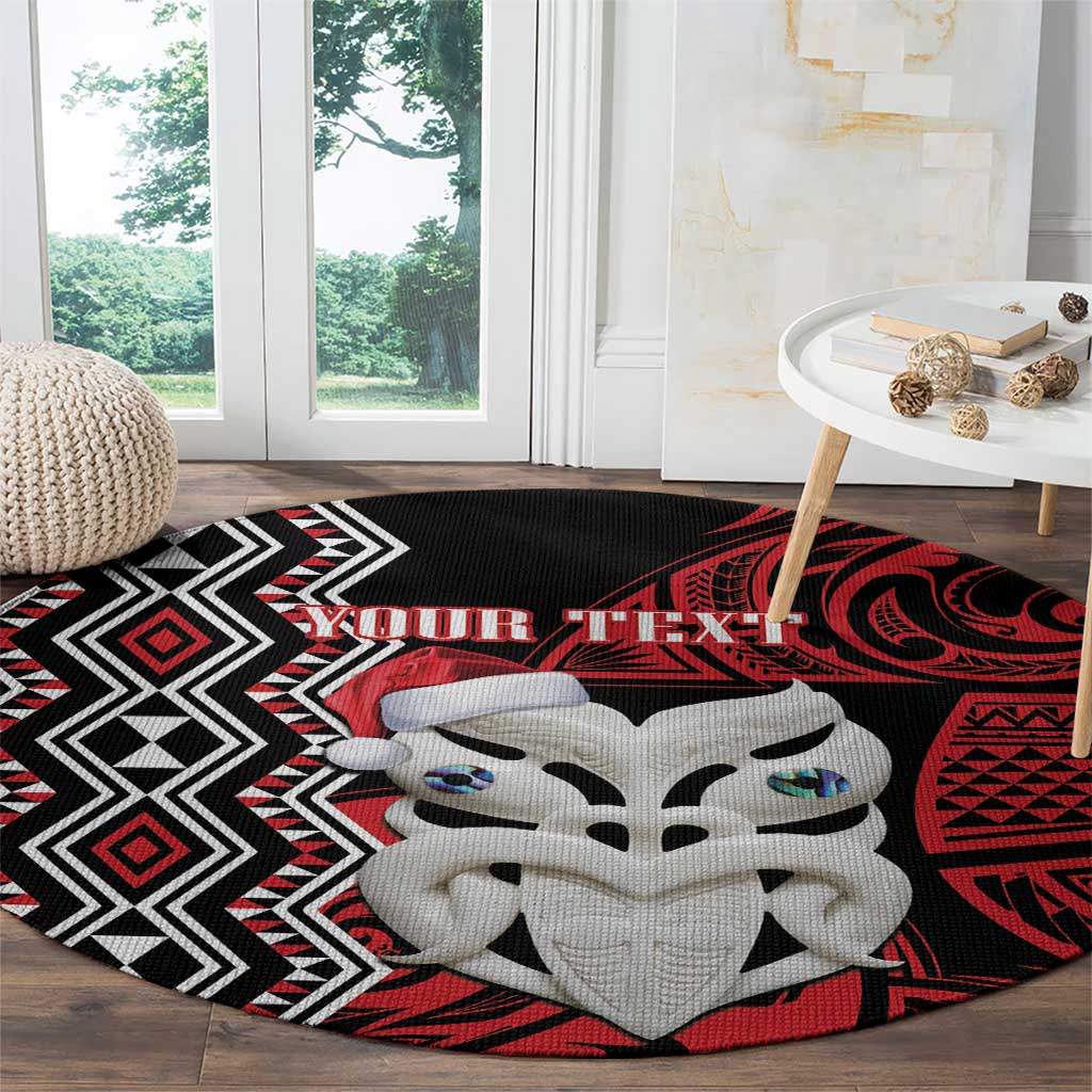 Personalised New Zealand Christmas Round Carpet Meri Kirihimete Maori Wheku - Taniko Art LT14 - Polynesian Pride