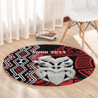 Personalised New Zealand Christmas Round Carpet Meri Kirihimete Maori Wheku - Taniko Art LT14 - Polynesian Pride