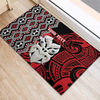 Personalised New Zealand Christmas Rubber Doormat Meri Kirihimete Maori Wheku - Taniko Art LT14 - Polynesian Pride
