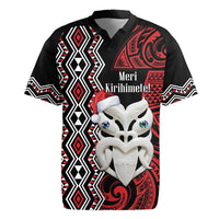Personalised New Zealand Christmas Rugby Jersey Meri Kirihimete Maori Wheku - Taniko Art LT14 Black - Polynesian Pride