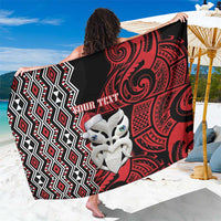 Personalised New Zealand Christmas Sarong Meri Kirihimete Maori Wheku - Taniko Art LT14 One Size 44 x 66 inches Black - Polynesian Pride