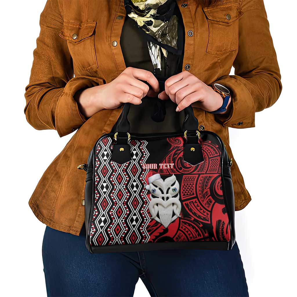 Personalised New Zealand Christmas Shoulder Handbag Meri Kirihimete Maori Wheku - Taniko Art LT14 - Polynesian Pride