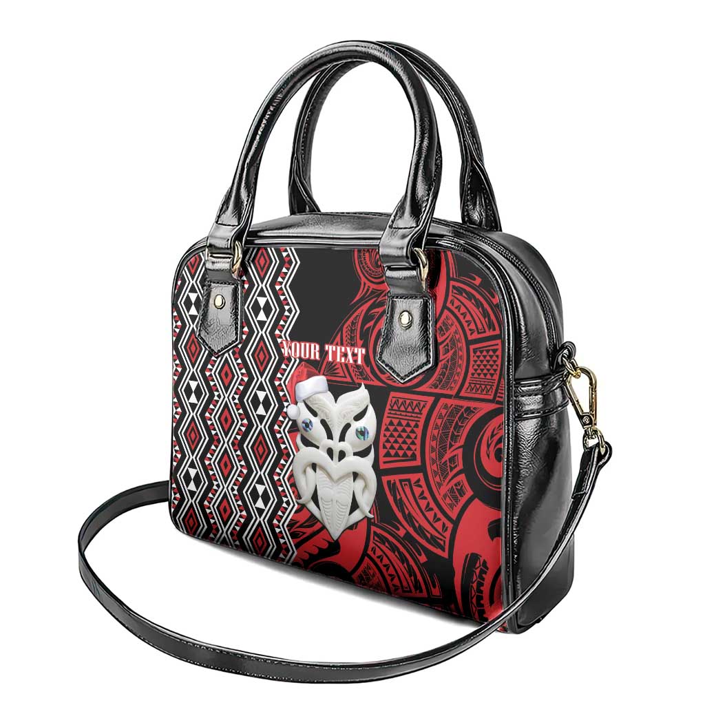 Personalised New Zealand Christmas Shoulder Handbag Meri Kirihimete Maori Wheku - Taniko Art LT14 - Polynesian Pride