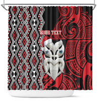 Personalised New Zealand Christmas Shower Curtain Meri Kirihimete Maori Wheku - Taniko Art LT14 Black - Polynesian Pride