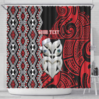 Personalised New Zealand Christmas Shower Curtain Meri Kirihimete Maori Wheku - Taniko Art LT14 - Polynesian Pride