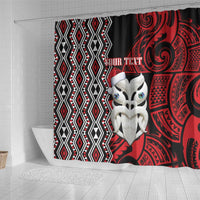 Personalised New Zealand Christmas Shower Curtain Meri Kirihimete Maori Wheku - Taniko Art LT14 - Polynesian Pride