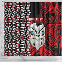 Personalised New Zealand Christmas Shower Curtain Meri Kirihimete Maori Wheku - Taniko Art LT14 - Polynesian Pride