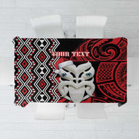 Personalised New Zealand Christmas Tablecloth Meri Kirihimete Maori Wheku - Taniko Art LT14 Black - Polynesian Pride