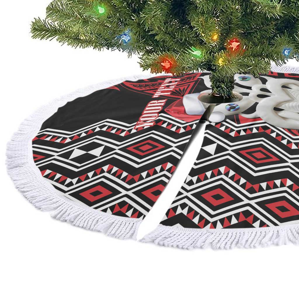 Personalised New Zealand Christmas Tree Skirt Meri Kirihimete Maori Wheku - Taniko Art LT14 - Polynesian Pride