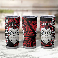 Personalised New Zealand Christmas Tumbler Cup Meri Kirihimete Maori Wheku - Taniko Art LT14 - Polynesian Pride
