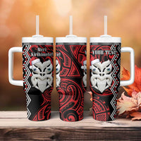 Personalised New Zealand Christmas Tumbler With Handle Meri Kirihimete Maori Wheku - Taniko Art LT14 - Polynesian Pride