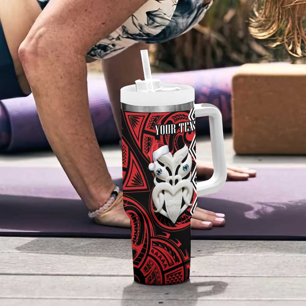 Personalised New Zealand Christmas Tumbler With Handle Meri Kirihimete Maori Wheku - Taniko Art LT14 - Polynesian Pride