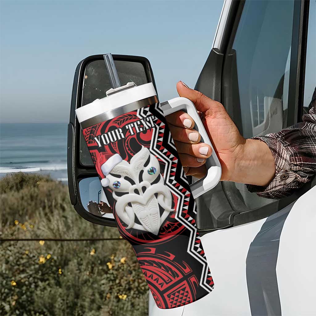 Personalised New Zealand Christmas Tumbler With Handle Meri Kirihimete Maori Wheku - Taniko Art LT14 - Polynesian Pride