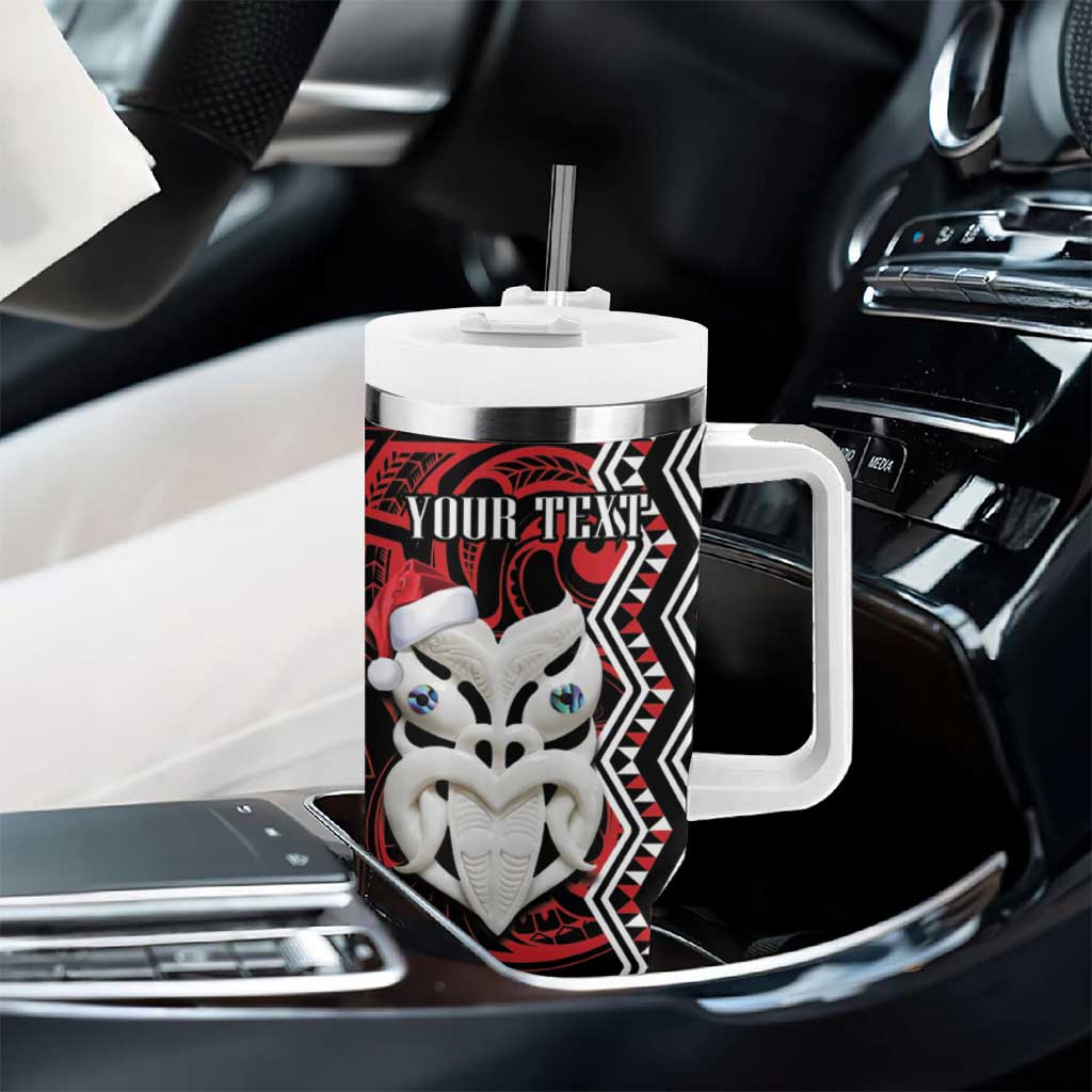 Personalised New Zealand Christmas Tumbler With Handle Meri Kirihimete Maori Wheku - Taniko Art LT14 - Polynesian Pride