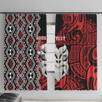 Personalised New Zealand Christmas Window Curtain Meri Kirihimete Maori Wheku - Taniko Art LT14 With Hooks Black - Polynesian Pride