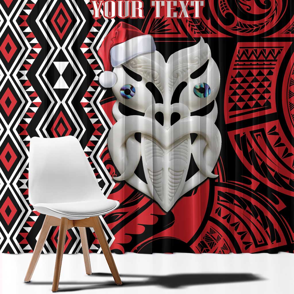 Personalised New Zealand Christmas Window Curtain Meri Kirihimete Maori Wheku - Taniko Art LT14 - Polynesian Pride