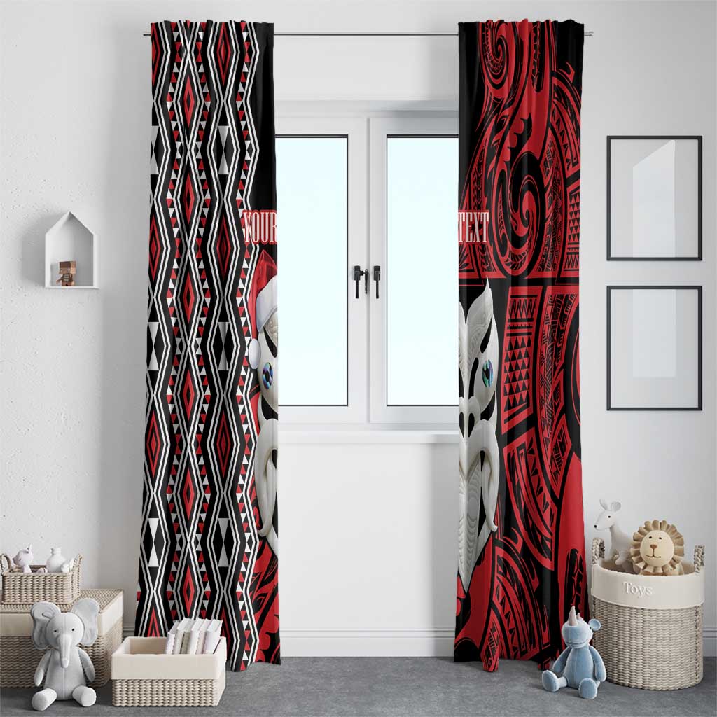 Personalised New Zealand Christmas Window Curtain Meri Kirihimete Maori Wheku - Taniko Art LT14 - Polynesian Pride