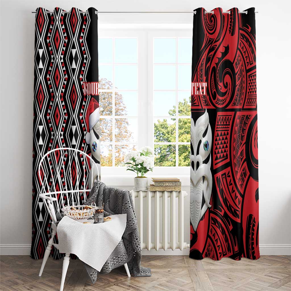 Personalised New Zealand Christmas Window Curtain Meri Kirihimete Maori Wheku - Taniko Art LT14 - Polynesian Pride