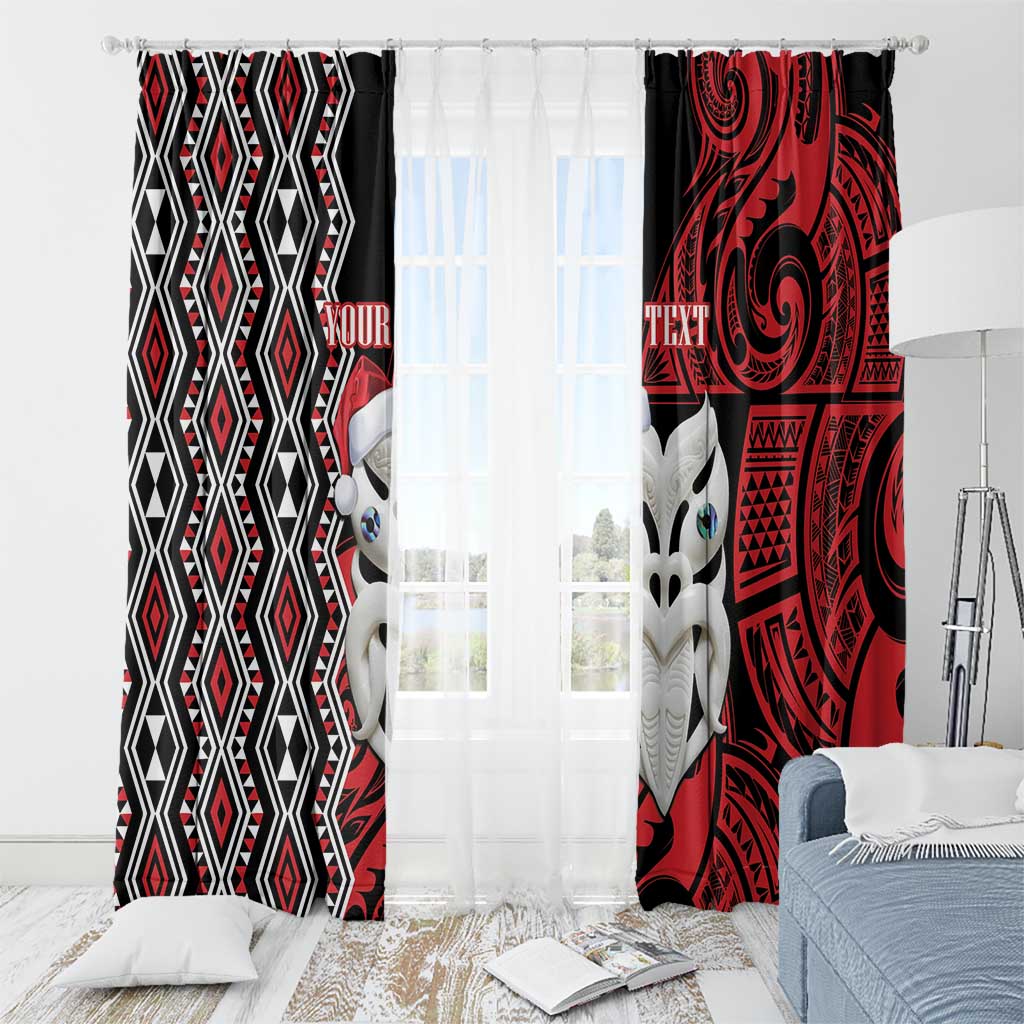 Personalised New Zealand Christmas Window Curtain Meri Kirihimete Maori Wheku - Taniko Art LT14 - Polynesian Pride