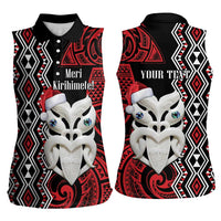 Personalised New Zealand Christmas Women Sleeveless Polo Shirt Meri Kirihimete Maori Wheku - Taniko Art LT14 - Polynesian Pride
