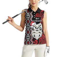 Personalised New Zealand Christmas Women Sleeveless Polo Shirt Meri Kirihimete Maori Wheku - Taniko Art LT14 - Polynesian Pride