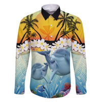 Aloha Hawaii Dolphins Family Matching Short Sleeve Bodycon Dress and Hawaiian Shirt Heart Of The Ocean Tropical Summer Vibes LT14 Dad's Shirt - Long Sleeve Blue - Polynesian Pride