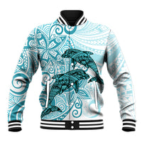 Polynesia Dolphins Baseball Jacket Valentine Day Floral Polynesian - Vintage Dark Cyan LT14 Unisex Dark Cyan - Polynesian Pride