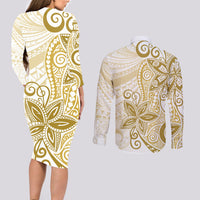 Polynesia Dolphins Couples Matching Long Sleeve Bodycon Dress and Long Sleeve Button Shirt Valentine Day Floral Polynesian - Vintage Brown LT14 - Polynesian Pride