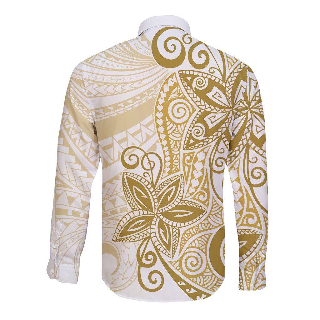 Polynesia Dolphins Long Sleeve Button Shirt Valentine Day Floral Polynesian - Vintage Brown LT14 - Polynesian Pride