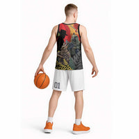 New Zealand and Australia ANZAC Day Basketball Jersey Sliver Fern Kakapo With Golden Wattle Kangaroo LT14 - Polynesian Pride