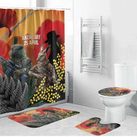 New Zealand and Australia ANZAC Day Bathroom Set Sliver Fern Kakapo With Golden Wattle Kangaroo LT14 Bathroom Set (4 pcs) Gold - Polynesian Pride