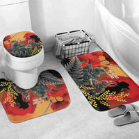 New Zealand and Australia ANZAC Day Bathroom Set Sliver Fern Kakapo With Golden Wattle Kangaroo LT14 Mat Set Only (3 pcs) One Size Gold - Polynesian Pride