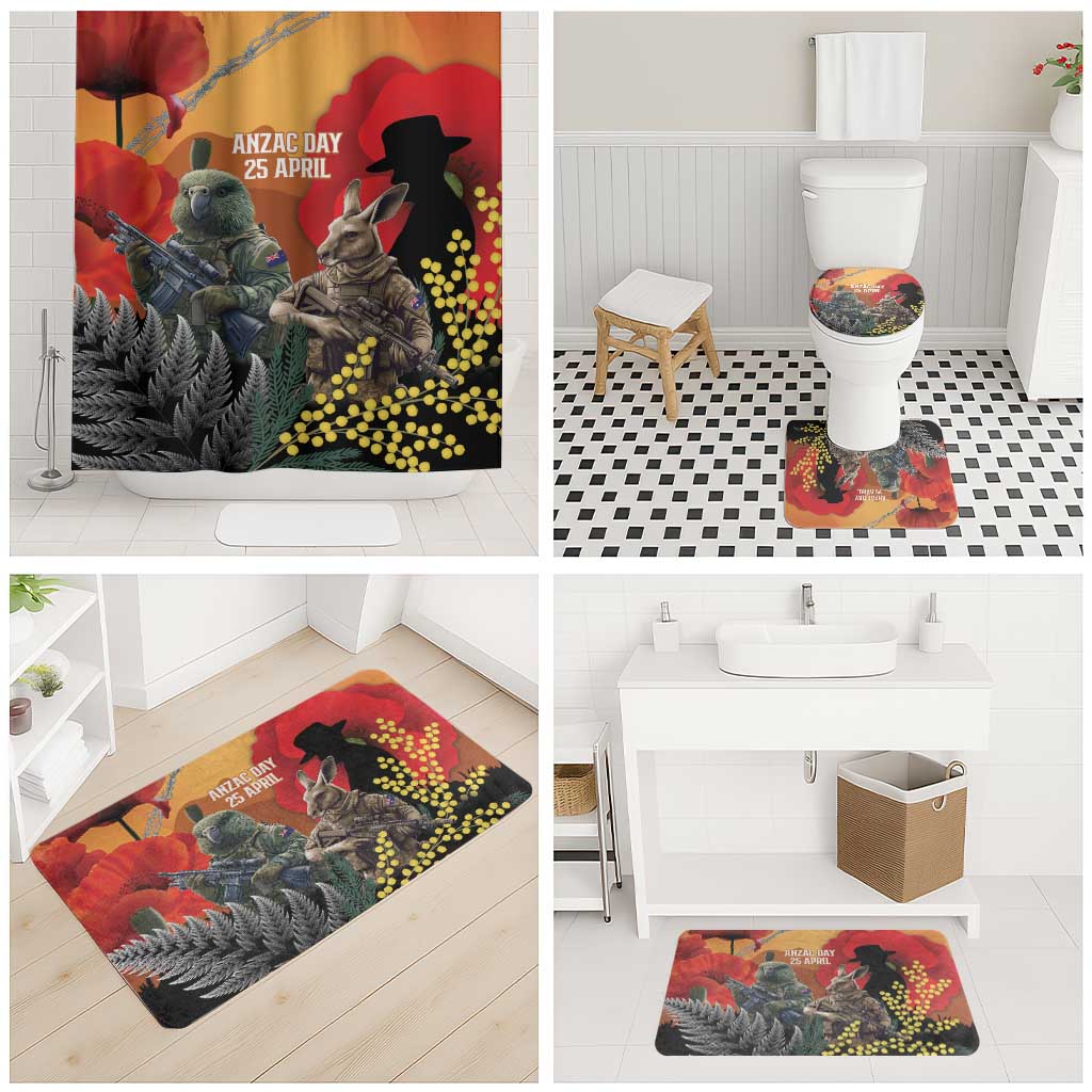 New Zealand and Australia ANZAC Day Bathroom Set Sliver Fern Kakapo With Golden Wattle Kangaroo LT14 - Polynesian Pride